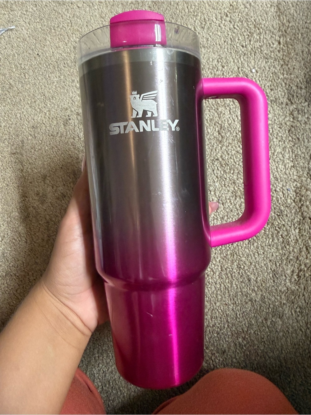 Stanley Metallic Pink Ombre Travel Mug with Pink Handle
